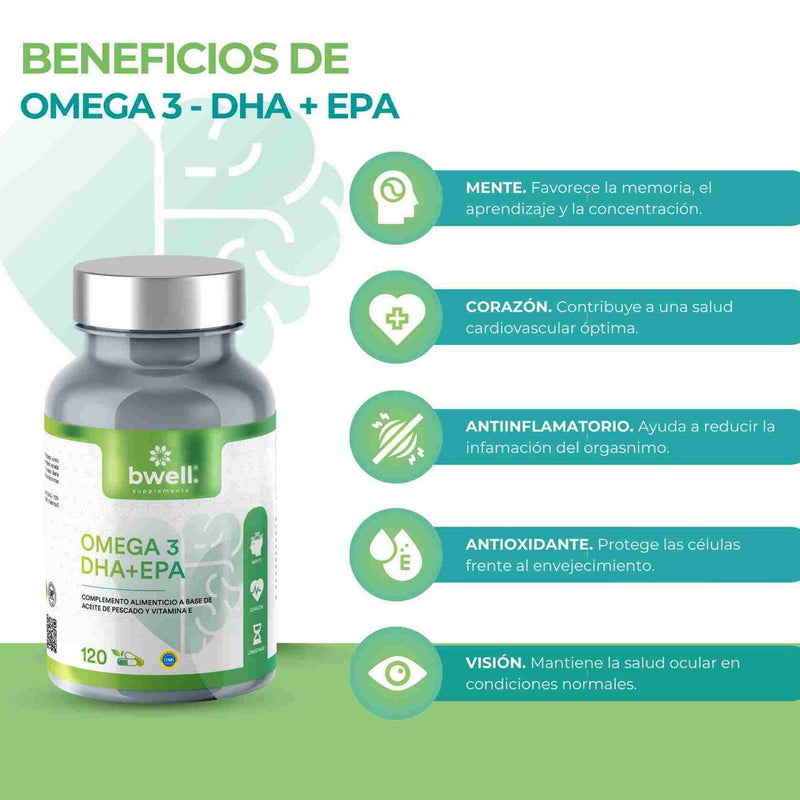 Suplemento Bwell Omega 3 DHA + EPA 1500 mg con vitamina E - 120 Cápsulas