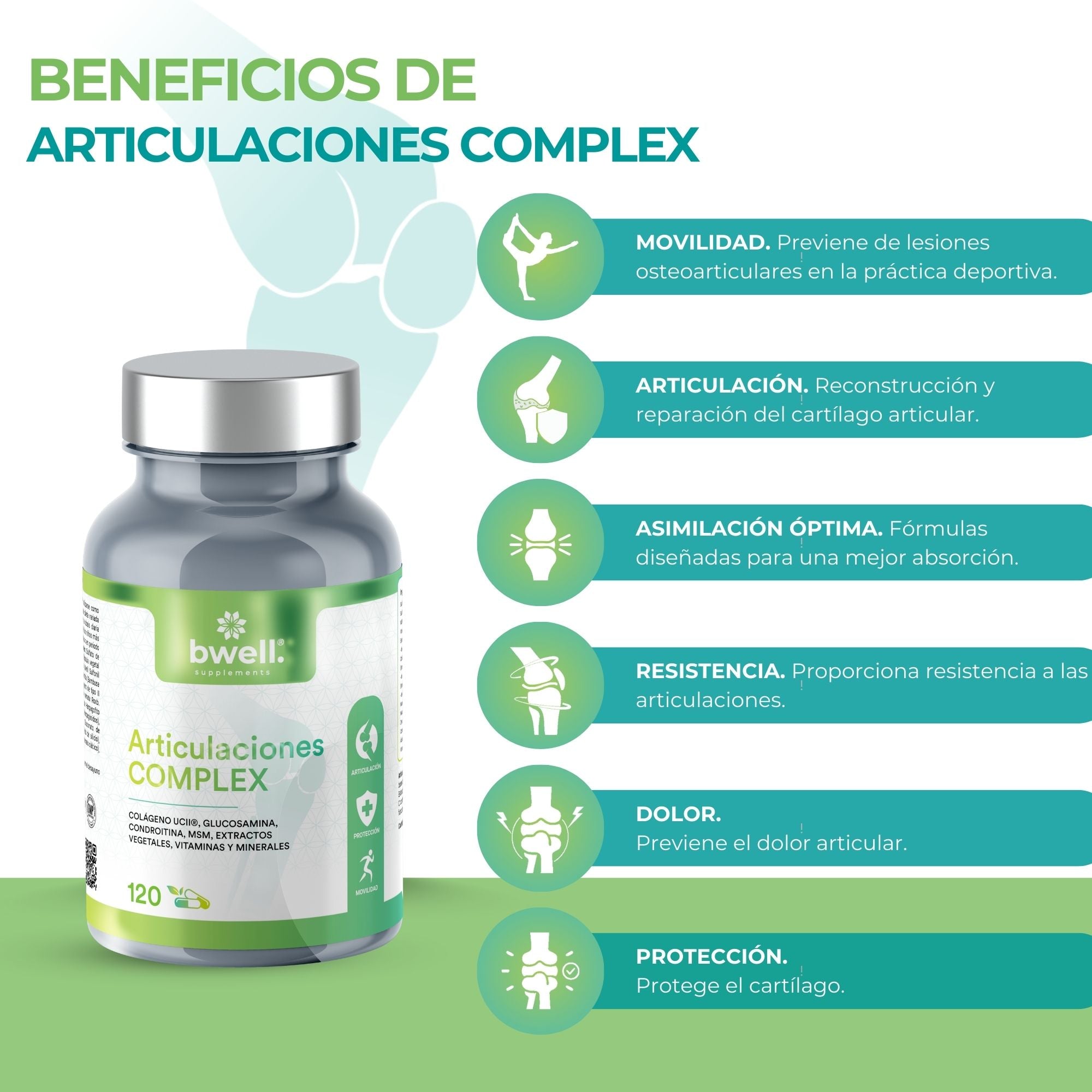 Colágeno Nuvicol-II® 40,50mg + Glucosamina 750mg, Condroitina 750mg, MSM - 120 cápsulas