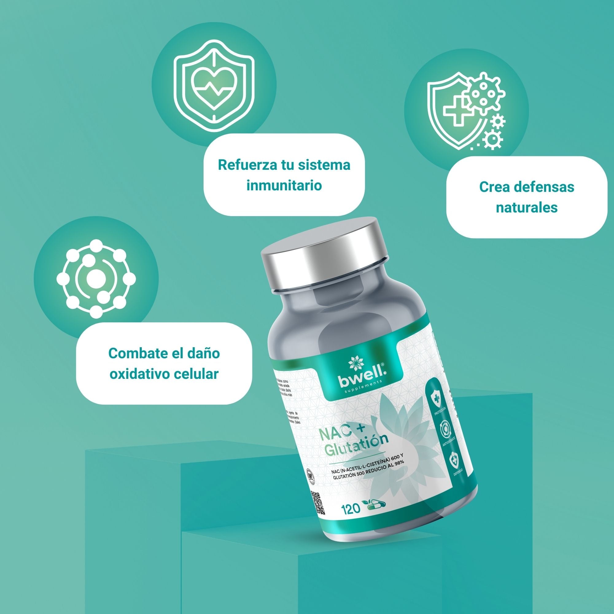 NAC (N-Acetilcisteína) 600mg + L-Glutatión reducido 500mg – 120 cápsulas