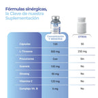 Concentración y Memoria | Guaraná 100mg & Ginseng 50mg + L-Tirosina 500mg - 120 cápsulas