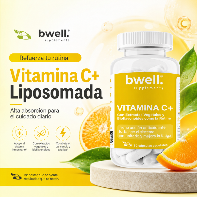 Vitamina C Complex LIPOSOMADA 1.000 mg con Extracto de Té Verde, Piña, Semillas de Uva y Cereza (Potente Antioxidante) – 60 cápsulas