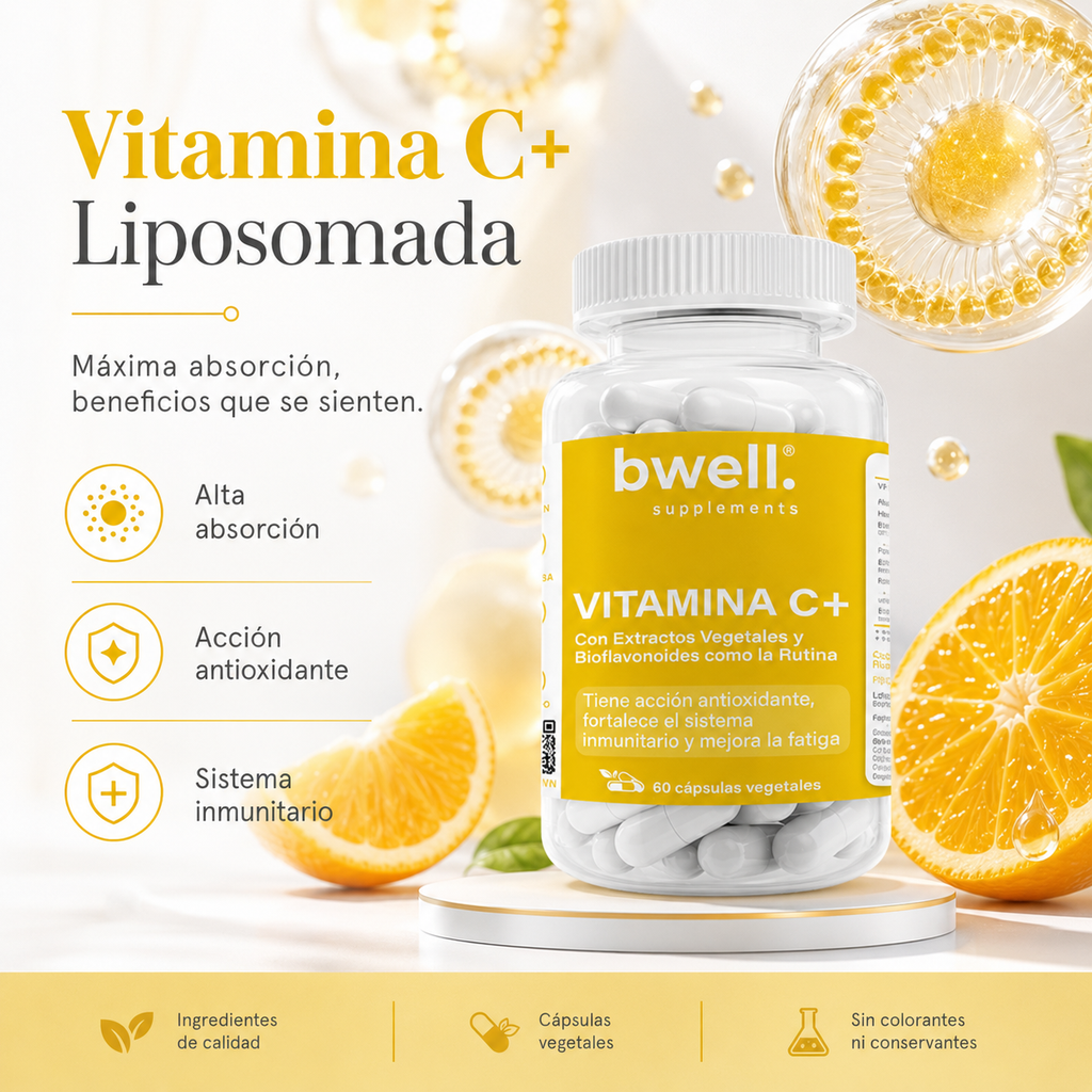 Vitamina C Complex LIPOSOMADA 1.000 mg con Extracto de Té Verde, Piña, Semillas de Uva y Cereza (Potente Antioxidante) – 60 cápsulas