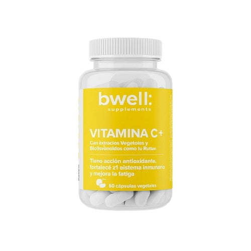 Bwell Supplements Vitamina C Plus con extractos vegetales y bioflavonoides, frasco de 60 cápsulas vegetales