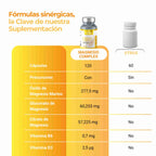 Magnesio Complex 197,5 mg con 3 sales (Marino, Gluconato y Citrato) + Vitaminas B6 y D3 – 120 cápsulas