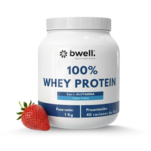 100% WHEY PROTEIN COMPLEX Con  L-GLUTAMINA  - Fresa 1Kg | 40 raciones
