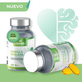 Bwell Supplements Omega 3 DHA + EPA con aceite de pescado y vitamina E, frasco de 120 cápsulas vegetales