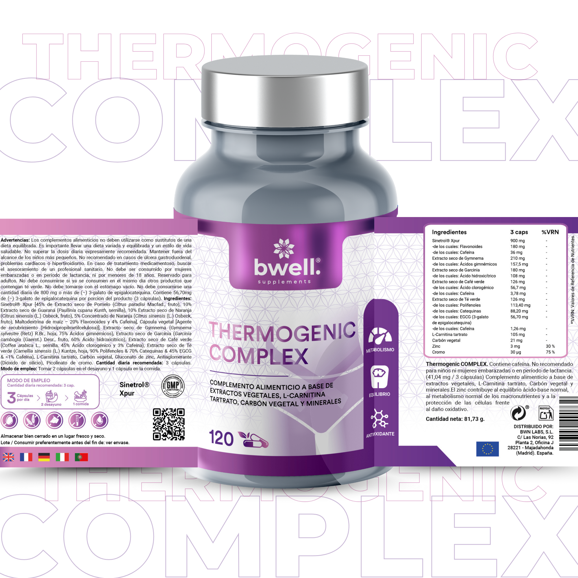 Thermogenic Complex | Sinetrol® Xpur 900mg + L-Carnitina y Extractos Naturales – 120 cápsulas