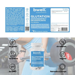 Glutatión - Bwell Supplements 30 Cápsulas - Potente Antioxidante, detoxificante y Antienvejecimiento - L-Glutation Reducido al 98% | Regenerador Celular Hombres y Mujeres