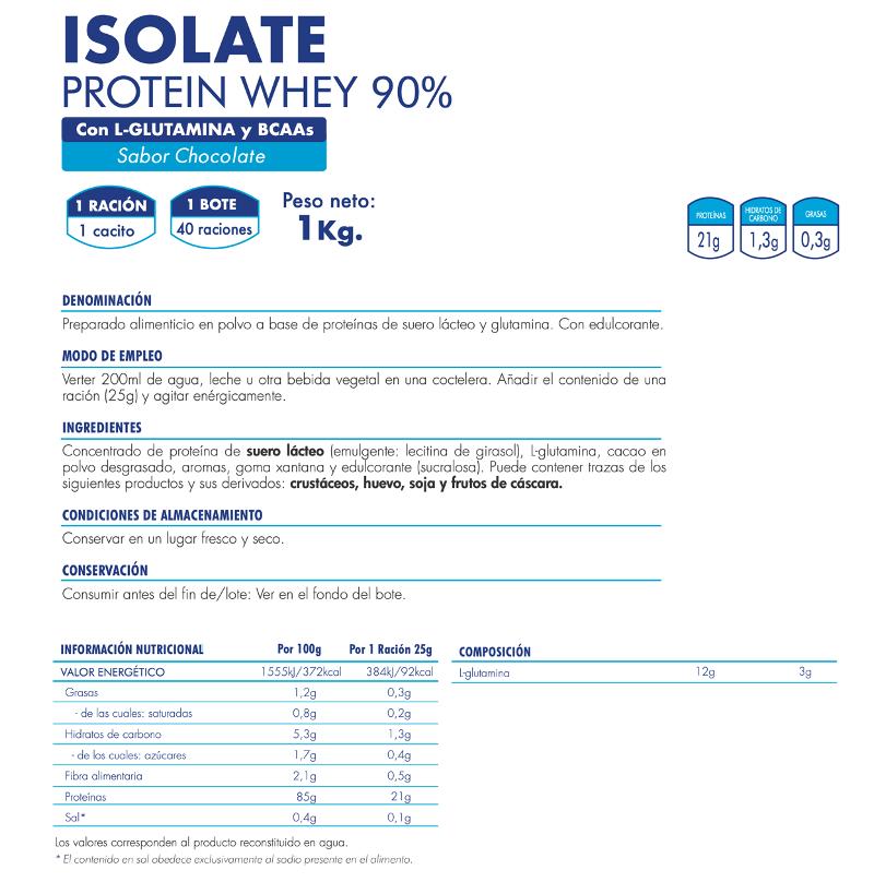 100% WHEY PROTEIN COMPLEX Con  L-Glutamina - Sabor Chocolate 1Kg | 40 raciones