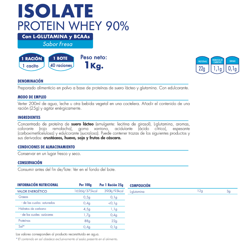 100% WHEY PROTEIN COMPLEX Con  L-GLUTAMINA  - Cookies 1Kg | 40 raciones