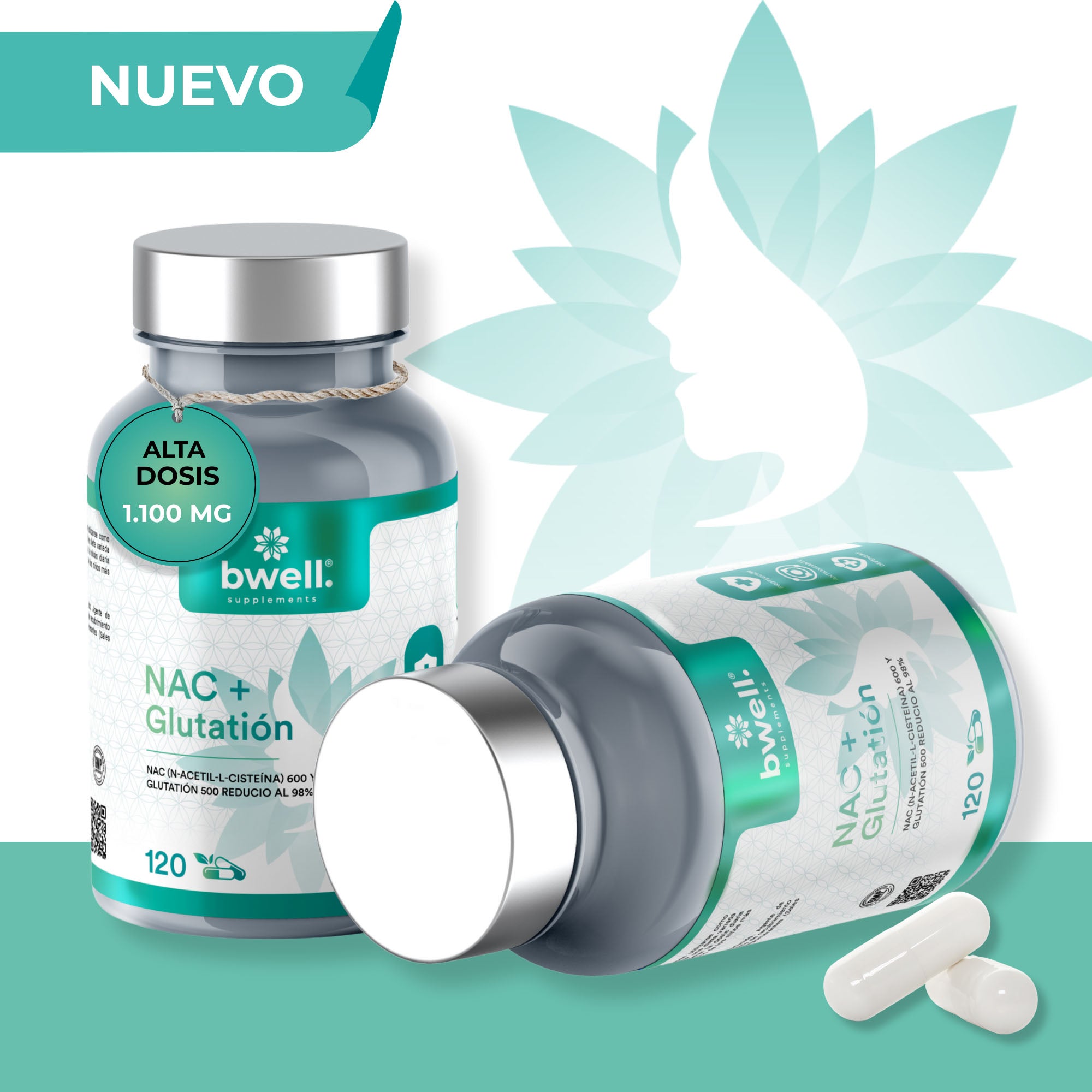 NAC (N-Acetilcisteína) 600mg + L-Glutatión reducido 500mg – 120 cápsulas