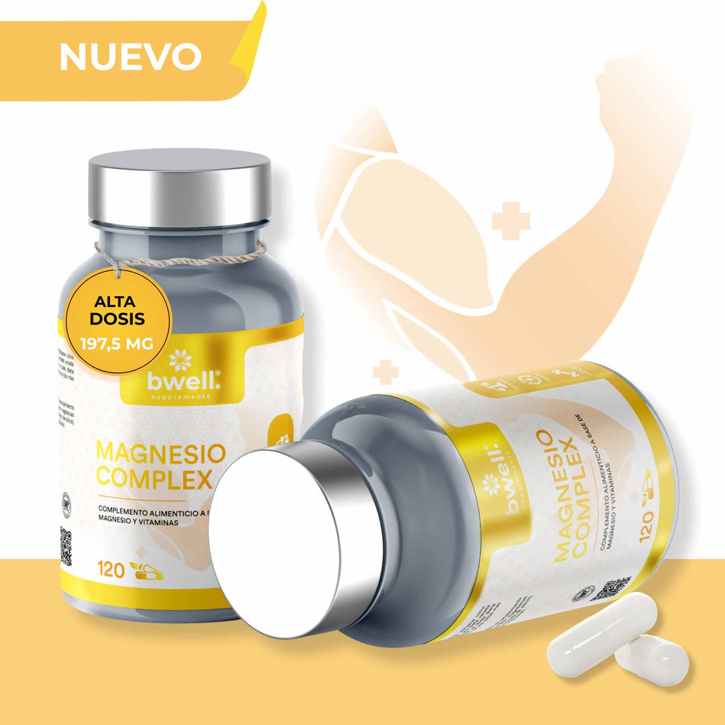 Magnesio Complex 197,5 mg con 3 sales (Marino, Gluconato y Citrato) + Vitaminas B6 y D3 – 120 cápsulas