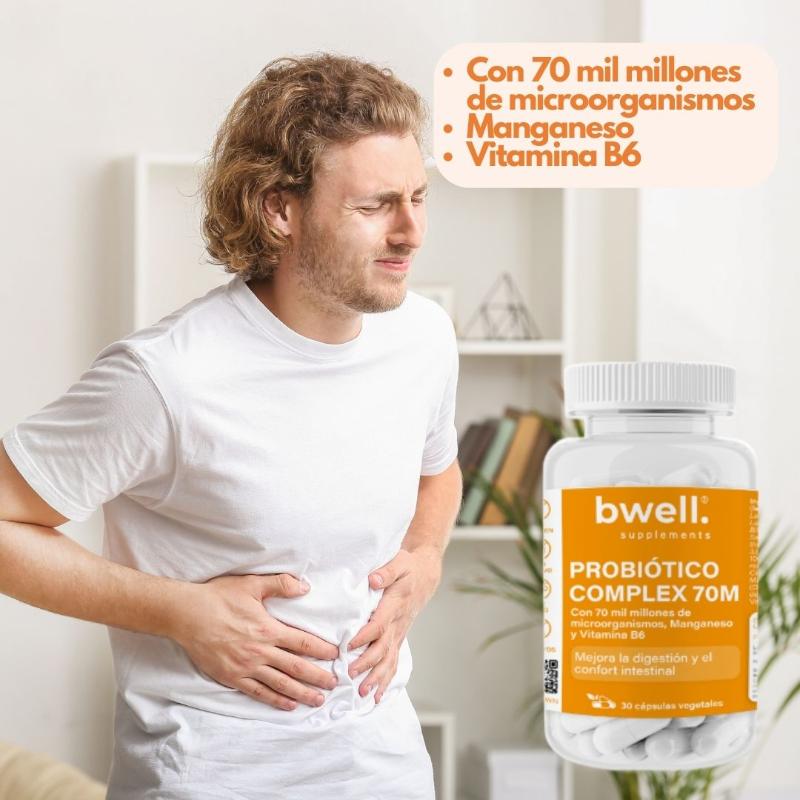 Probiótico Complex 70M con Glutamina, Manganeso y Vitamina B6 (Potente probiotico)– 30 cápsulas
