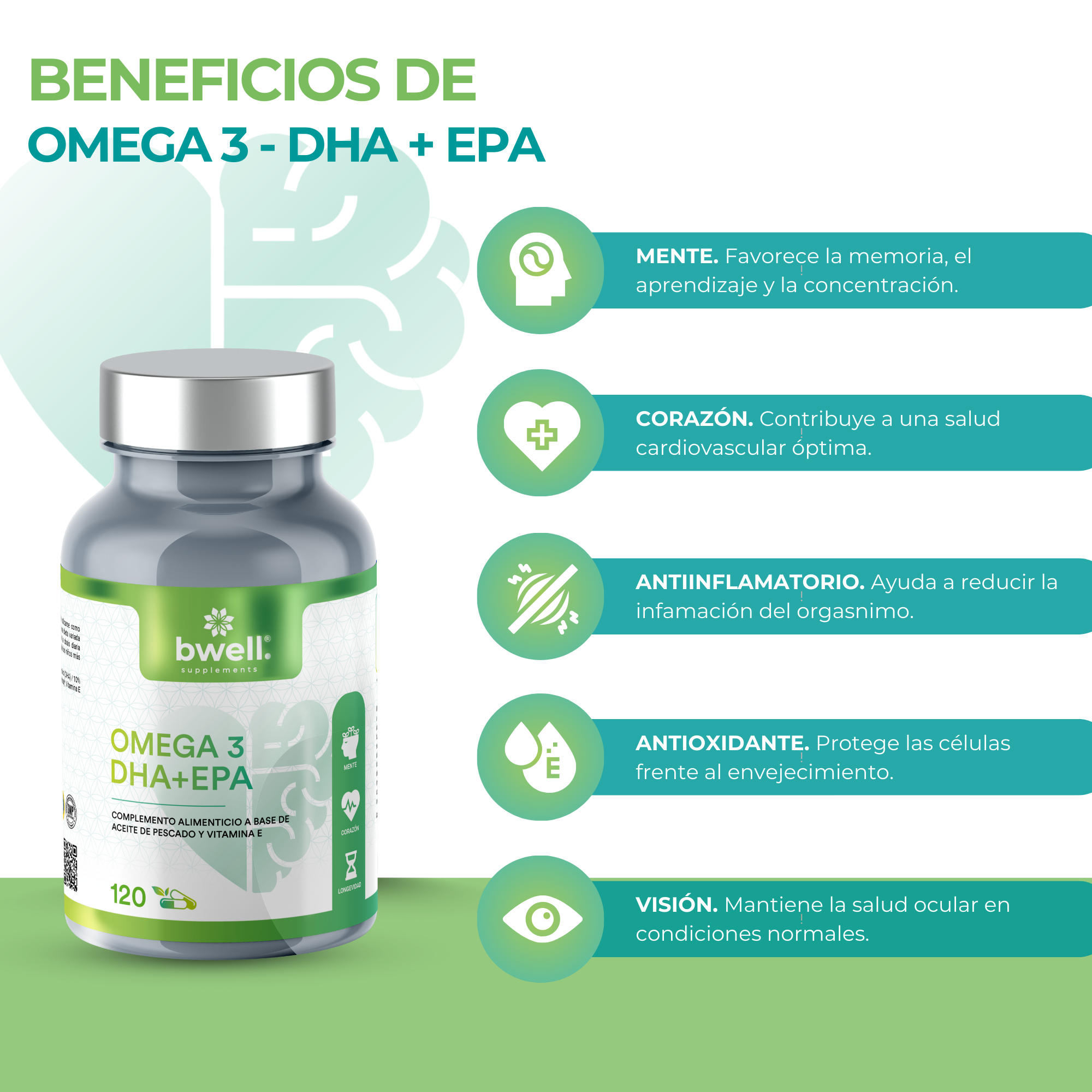 Omega 3 Complex 2000mg con DHA 1000mg + EPA 500mg y Vitamina E (Certificado IFOS 5 Star) - 120 cápsulas