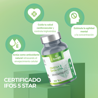 Omega3 Complex 120 con DHA+EPA  y Vitamina E- Certificado IFOS 5 Star . 120 cápsulas