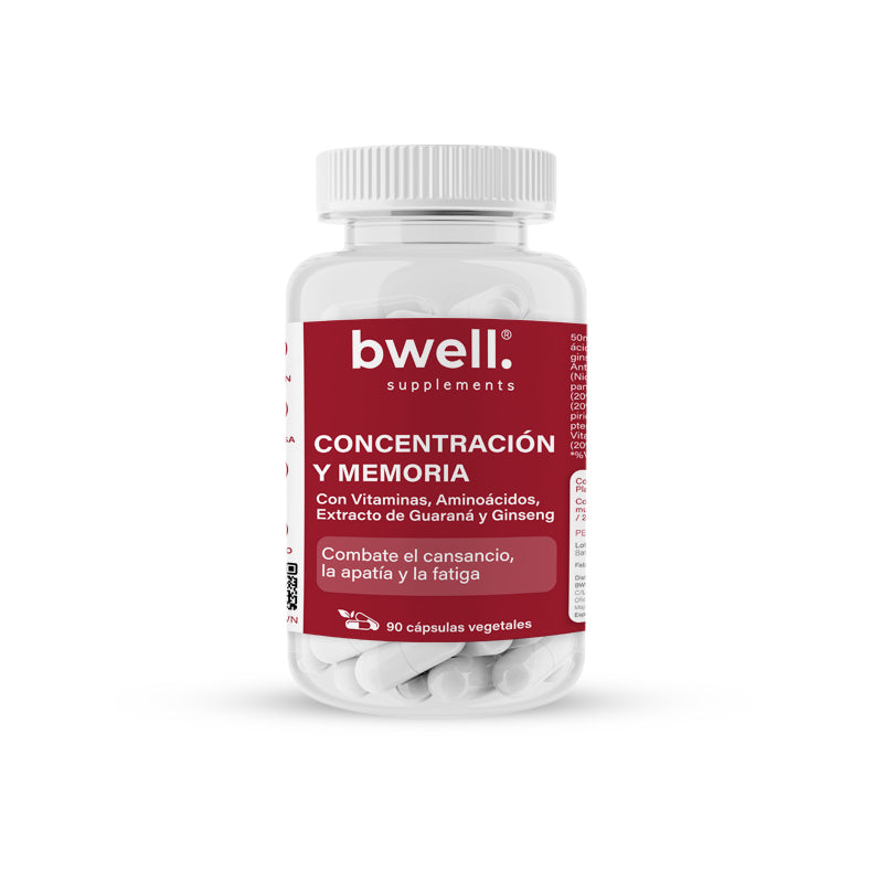 Concentración y Memoria | Extracto de Guaraná + Ginseng, Vitaminas y Aminoácidos – 90 cápsulas