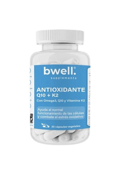 Bwell Supplements Antioxidante Q10 + K2 con Omega 3 y vitamina K2 en cápsulas vegetales